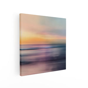 Canvas schilderij vierkant Wazig Beeld van de Oceaan bij Zonsondergang