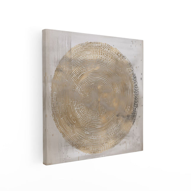 Canvas schilderij vierkant Abstract Kunstwerk van een Gouden Cirkel op een Witte Achtergrond