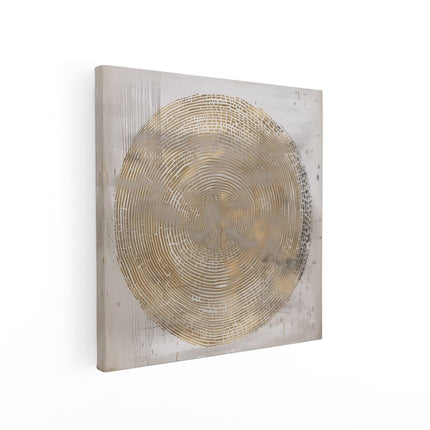 Canvas schilderij vierkant Abstract Kunstwerk van een Gouden Cirkel op een Witte Achtergrond