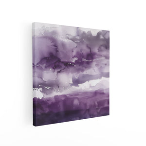 Canvas schilderij vierkant Paars en Wit Aquarelkunstwerk