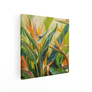 Canvas schilderij vierkant Kunstwerk van Paradijsvogels