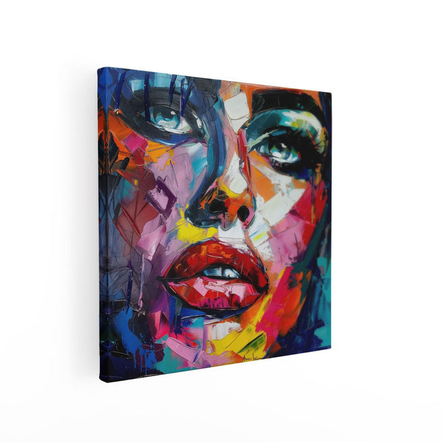 Canvas schilderij vierkant Abstract Kunstwerk van het Gezicht van een Vrouw