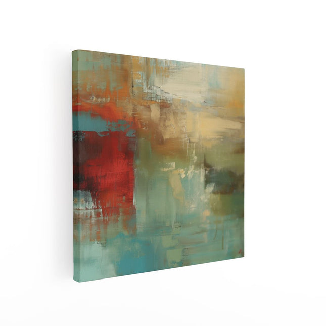 Canvas schilderij vierkant Abstract Kunstwerk met Rode, Groene en Blauwe Kleuren