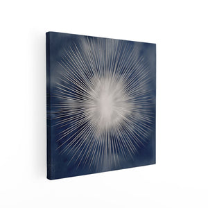 Canvas schilderij vierkant Witte Zonnestraal op een Blauwe Achtergrond