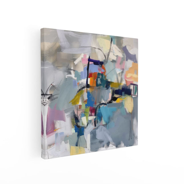 Canvas schilderij vierkant Abstract Kunstwerk met veel Kleuren