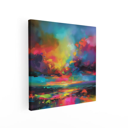 Canvas schilderij vierkant Abstract Kunstwerk van een Kleurrijke Lucht