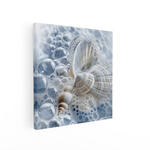 Canvas schilderij vierkant Schelpen en Bubbels
