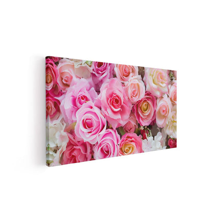 Canvas schilderij vooraanzicht Roze Rozen Achtergrond - Bloemen