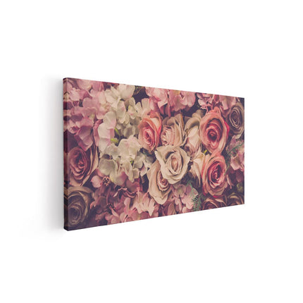 Canvas schilderij vooraanzicht Roze Rozen Achtergrond - Retro - Bloemen