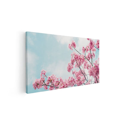 Canvas schilderij vooraanzicht Roze Bloesemboom - Bloemen