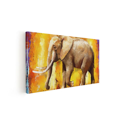 Canvas schilderij vooraanzicht Geschilderde Olifant Olieverf - Abstract