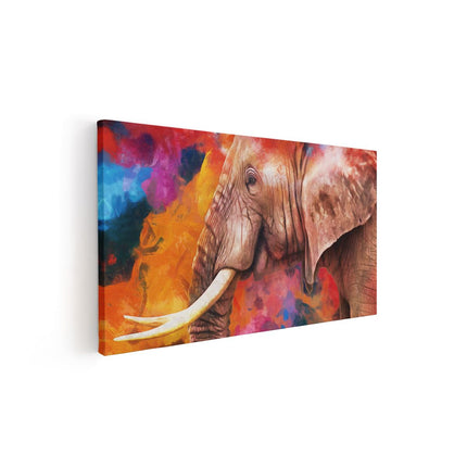 Canvas schilderij vooraanzicht Kleurrijke Olifant - Abstract