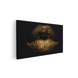 Canvas schilderij vooraanzicht Gouden Lippen