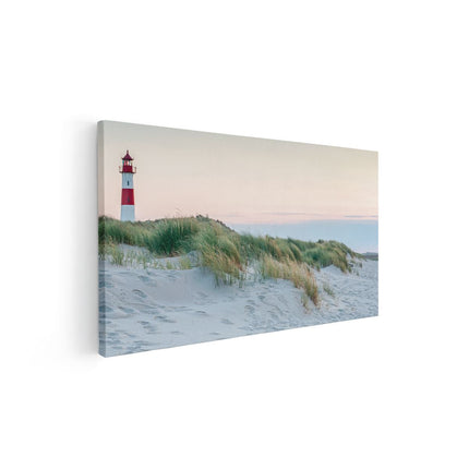 Canvas schilderij vooraanzicht Strand En Duinen Met Een Vuurtoren