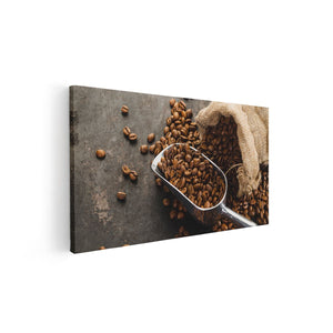 Canvas schilderij vooraanzicht Zak Koffiebonen