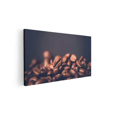 Canvas schilderij vooraanzicht Koffie Bonen Op Een Zwart Achtergrond