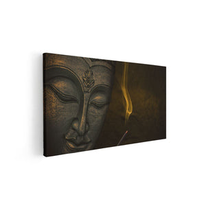 Canvas schilderij vooraanzicht Boeddha Beeld Met Wierook