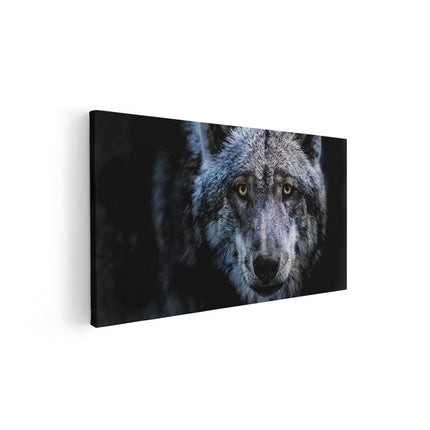Canvas schilderij vooraanzicht Grijze Wolvenkop - Wolf