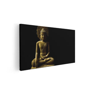 Canvas schilderij vooraanzicht Gouden Boeddha Beeld In Meditatie 