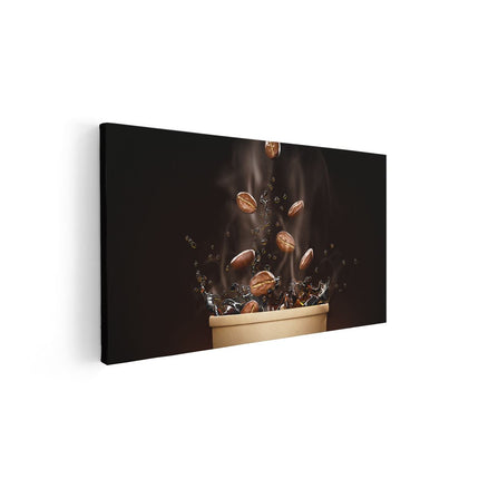 Canvas schilderij vooraanzicht Koffie Beker Met Koffiebonen Erin