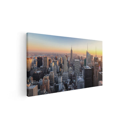 Canvas schilderij vooraanzicht New York Skyline Met Wolkenkrabbers