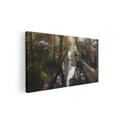Canvas schilderij vooraanzicht Nieuwe Gracht In Utrecht