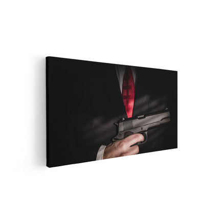 Canvas schilderij vooraanzicht Man Van De Maffia Met Een Pistool Vast