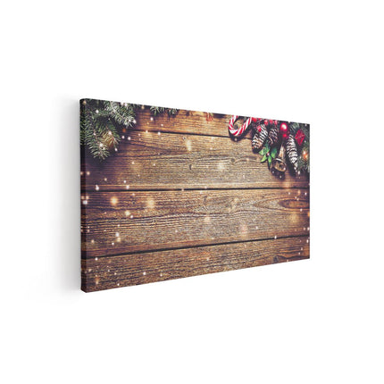 Canvas schilderij vooraanzicht Kerst Sfeer Achtergrond Met Dennenbomen 