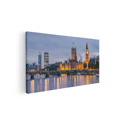 Canvas schilderij vooraanzicht London Big Ben en Westminster Brug