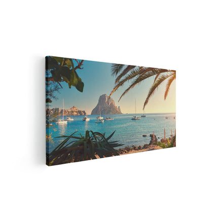 Canvas schilderij vooraanzicht Ibiza Cala d'Hort Strand 