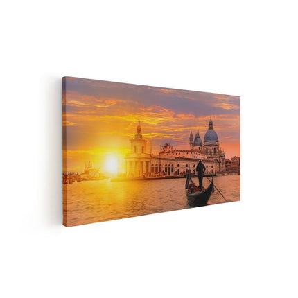Canvas schilderij vooraanzicht Gondel in Venetië voor het Basiliek