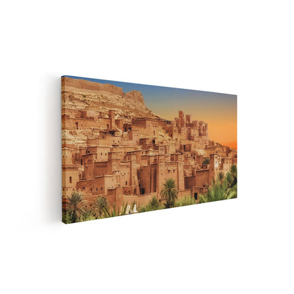 Canvas schilderij vooraanzicht Kasbah Ait Ben Haddou Stad in Marokko