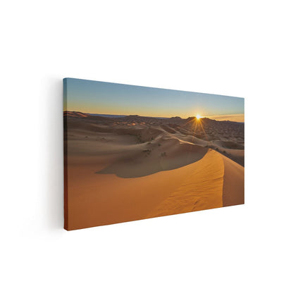 Canvas schilderij vooraanzicht Woestijn in de Sahara met een Opkomende Zon