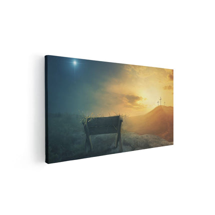 Canvas schilderij vooraanzicht Kribbe en Drie Kruisen 