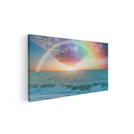 Canvas schilderij vooraanzicht Regenboog in het Water bij het Strand