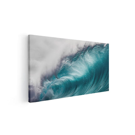 Canvas schilderij vooraanzicht Grote Golfen op de Helder Blauwe Zee