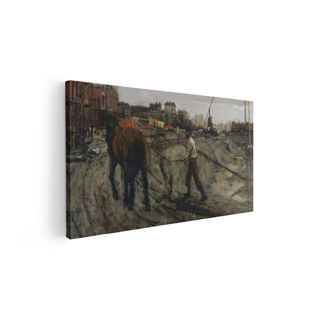 Canvas schilderij vooraanzicht Bouwterrein - George Hendrik Breitner
