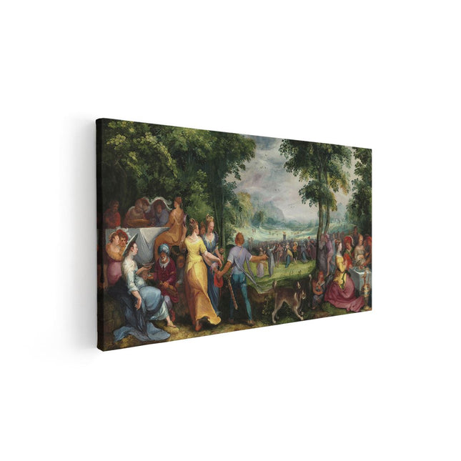 Canvas schilderij vooraanzicht Dans om het Gouden Kalf - Karel van Mander