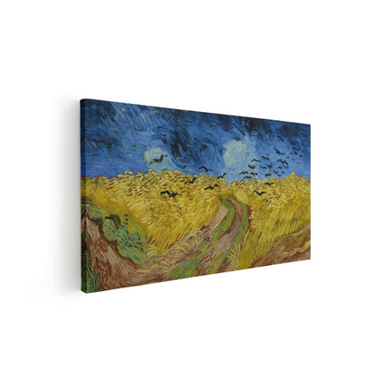 Canvas schilderij vooraanzicht Korenveld met Kraaien - Vincent van Gogh