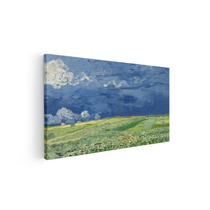 Canvas schilderij vooraanzicht Korenveld onder Onweerslucht - Vincent van Gogh