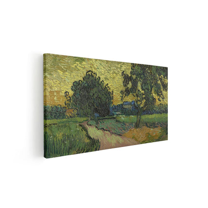 Canvas schilderij vooraanzicht Landschap bij Avondschemering - Vincent van Gogh