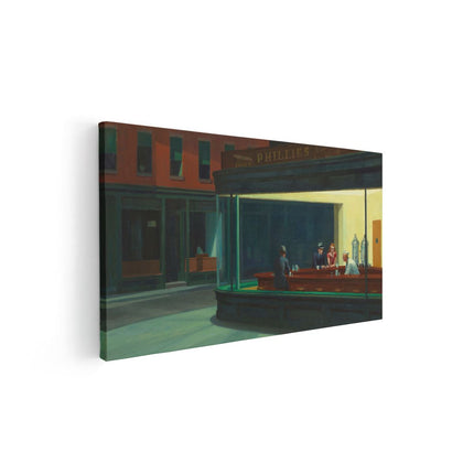 Canvas schilderij vooraanzicht Nachtbrakers - Nachtraven - Edward Hopper