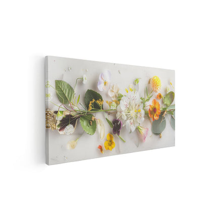 Canvas schilderij vooraanzicht Bos Bloemen op een Witte Ondergrond