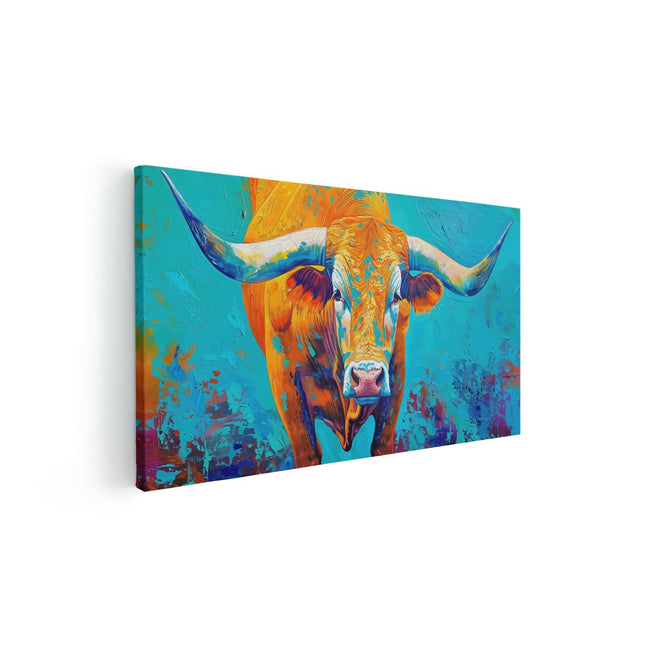 Canvas schilderij vooraanzicht Abstract Kunstwerk van een Bokstier
