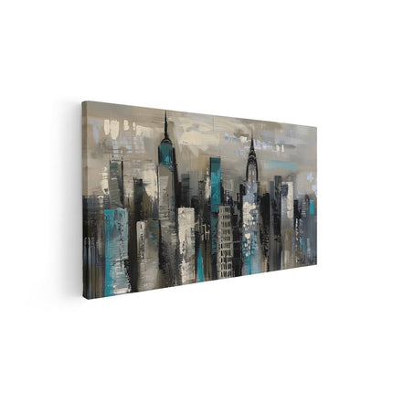 Canvas schilderij vooraanzicht Abstract Kunstwerk van de Skyline van een Stad