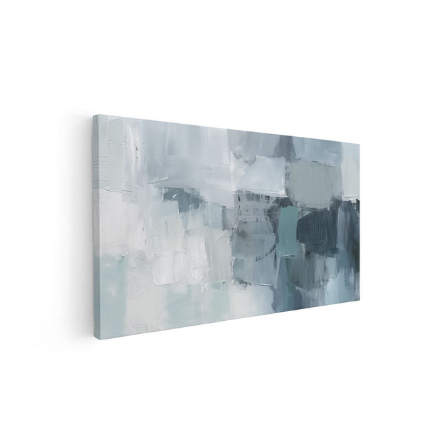 Canvas schilderij vooraanzicht Abstract Kunstwerk van Blauwe en Witte Vierkanten