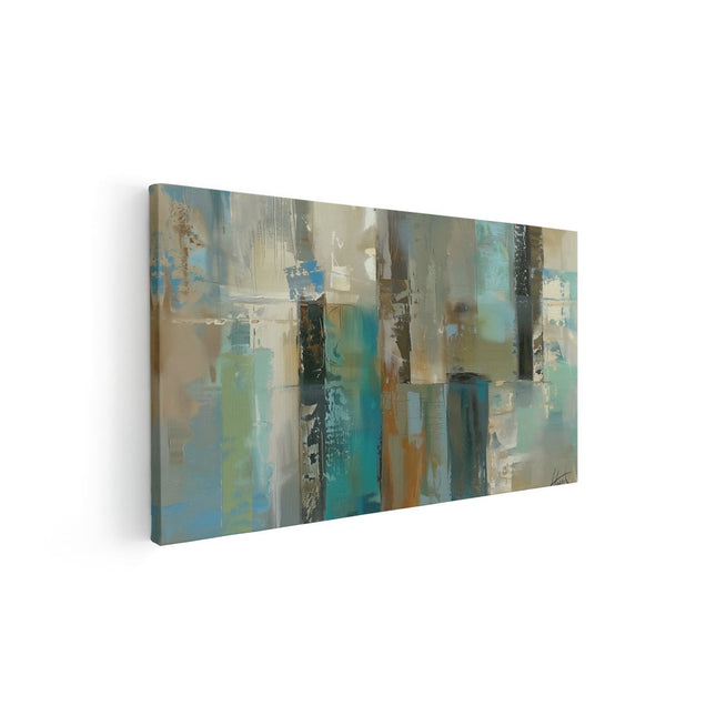 Canvas schilderij vooraanzicht Abstract Kunstwerk van Blauw en Bruin