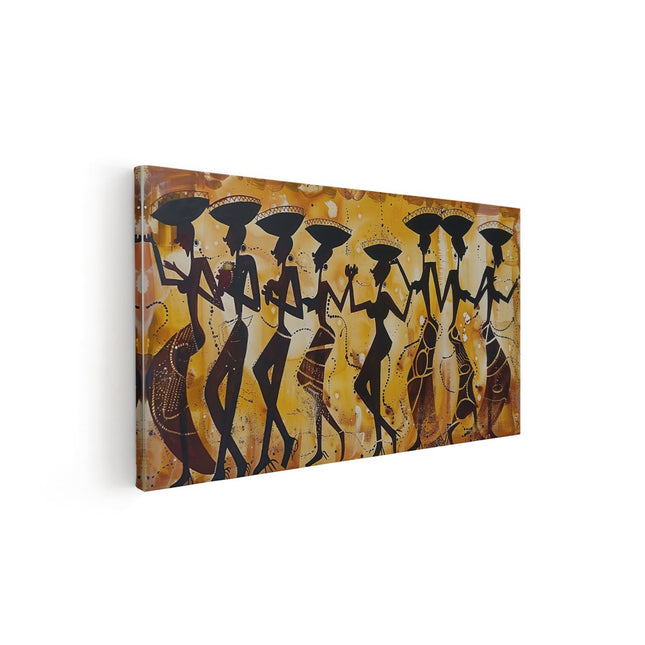 Canvas schilderij vooraanzicht Kunstwerk van een Groep Afrikaanse Dansers