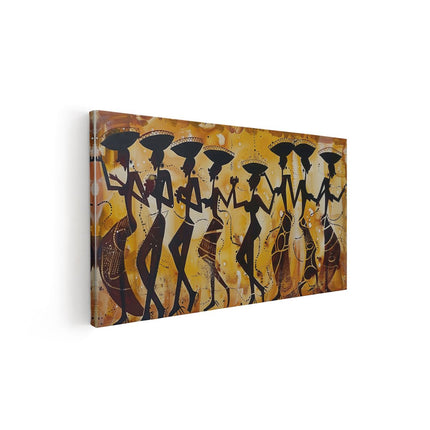 Canvas schilderij vooraanzicht Kunstwerk van een Groep Afrikaanse Dansers