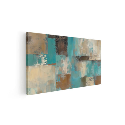 Canvas schilderij vooraanzicht Abstract Kunstwerk met Blauwe, Bruine en Bruine Kleuren